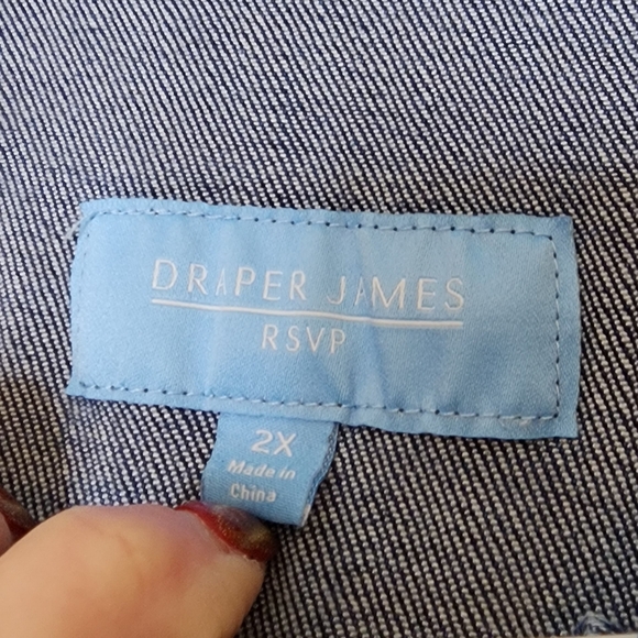 Draper James Blue Jean Jacket Ruffled Floral Buttons Spring Coat Denim - Picture 10 of 15